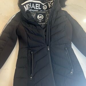 Michael Kors black coat with removable hood